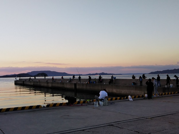 鎌野漁港多くの釣り人