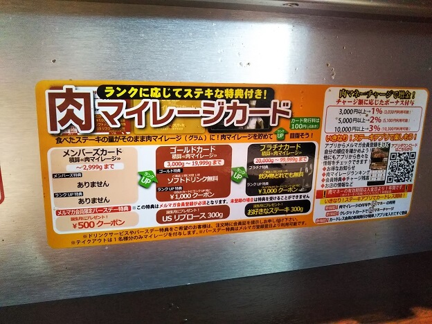 いきなりステーキ　肉マイレージカード