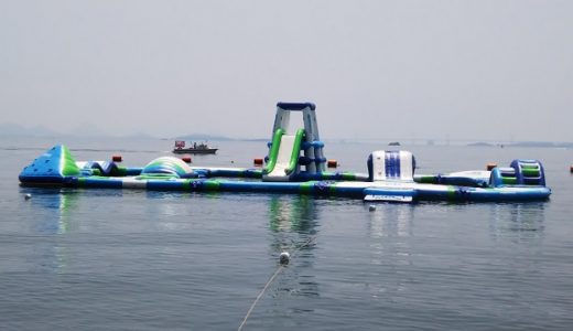 渋川ウォーターパーク　渋川海水浴場に海上アスレチック 岡山県