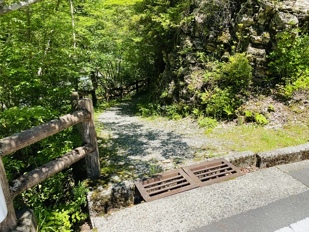 白猪谷オートキャンプ場　川への道