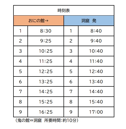 女木島　大洞窟行きバス時刻表