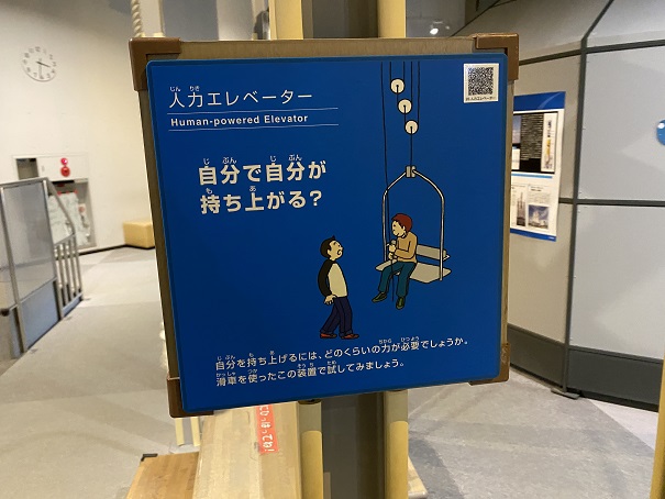 あすたむらんど徳島　こども科学館　人力エレベーター説明