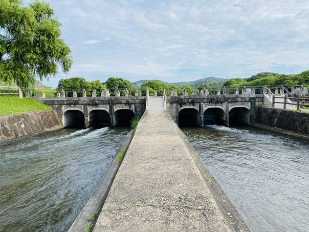 酒津公園　正面から見た用水路