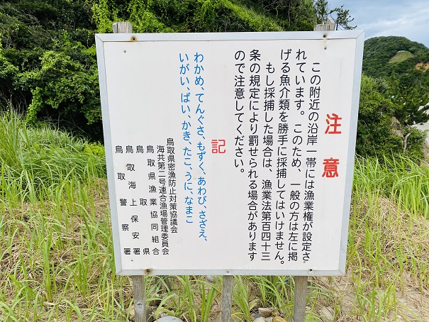 小沢見海水浴場　密漁禁止