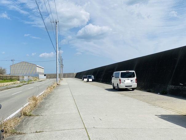 吉野川中州　防波堤沿い駐車スペース