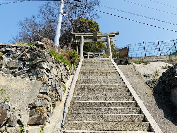 豊玉姫神社　入口階段の鳥居