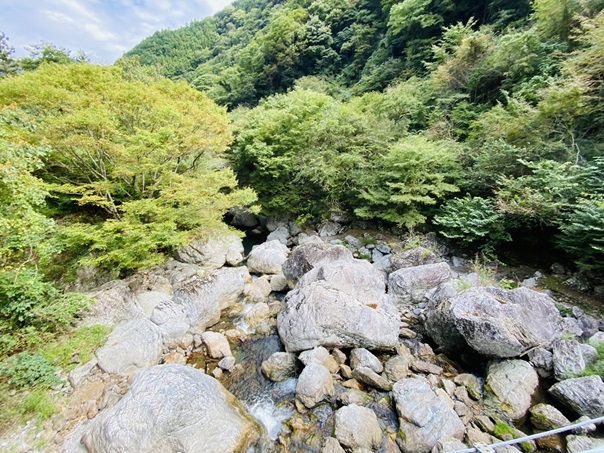 秋葉端から見た岩屋川渓谷　大きな岩