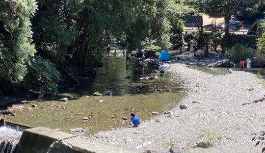 コットンフィールドキャンプ場と上角谷川の川遊び 神山町